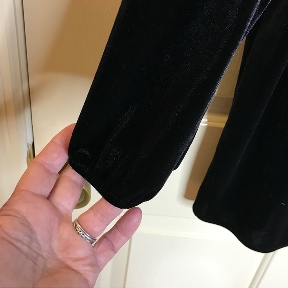 The Pioneer Woman Size XXXL Velour Top Babydoll Embroidered Tie Neck Black Tunic - Picture 7 of 10